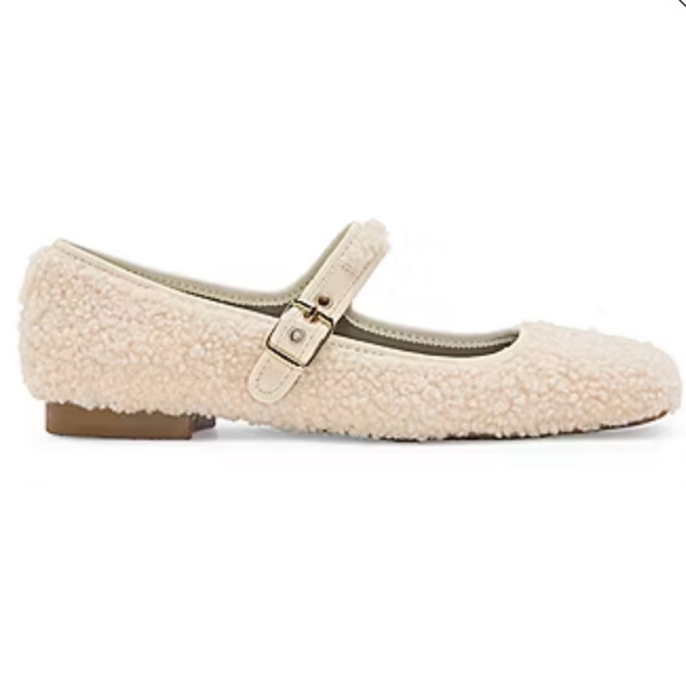 Sherpa Ballet Flats with Buckle Strap NWT